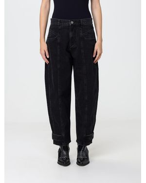 Isabel Marant Leja Mid-Rise Cotton Denim Baggy Jeans - Black