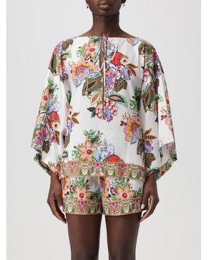Etro Blusa Floreale A Kimono - Bianco