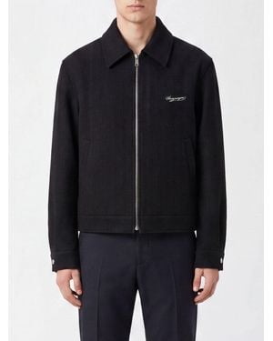 WOOYOUNGMI Short Wool-Blend Coat With Zip Closure And Contrast Logo - Blue