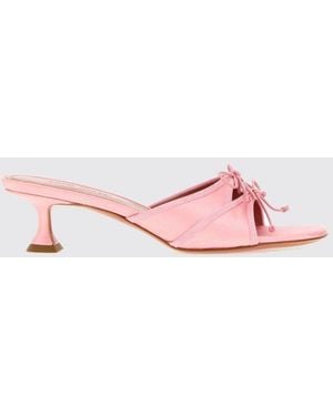 AMINA MUADDI Animal Print Satin Eleonora Mules - Pink