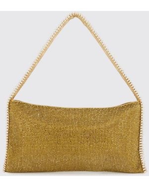 Benedetta Bruzziches Your Best Friend Crystal-Embellished Satin Shoulder Bag - Metallic