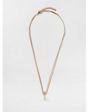 Ferragamo Brass Necklace With Gancini Pendant - White