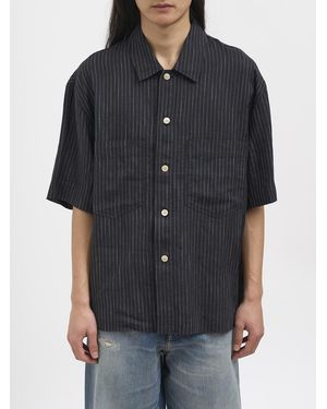 sunflower Striped Linen Casual Shirt - Black