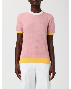 Fendi Rundhals-Pullover Aus Baumwolle Und Seide - Pink