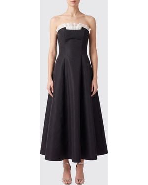 Alberta Ferretti Off-The-Shoulder Crêpe Bustier Midi Dress With Flared Skirt - Blue