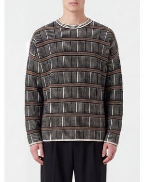 Giorgio Armani Striped Crew-Neck Jumper - Grey