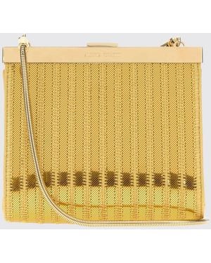Alberta Ferretti Abstract Pattern Viscose Mini Handbag With Chain Strap - Yellow