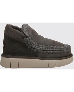 Mou Eskimo Bounce Suede Ankle Boots With Contrast Stitching - Black