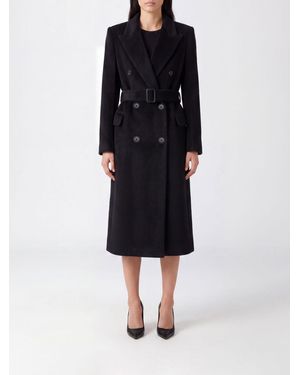 Tagliatore Belted Double-Breasted Long Coat - Black