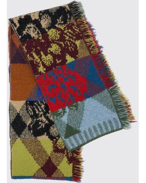 Dries Van Noten Schal Aus Woll- Und Alpakawollmischung Mit Patchwork-Design Und Fransensaum - Rot