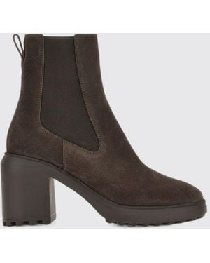 Hogan H724 Chelsea-Boots Aus Veloursleder Mit Mittlerem Blockabsatz Und Runder Kappe - Braun