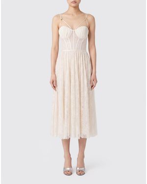 Elisabetta Franchi Lace Midi Dress - Natural