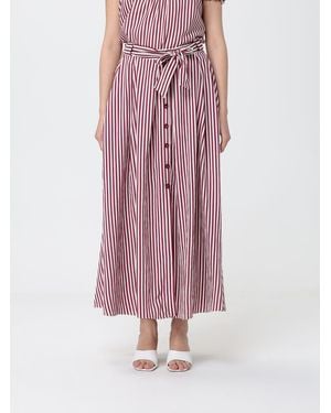 Hanita Striped Viscose Circle Skirt - Pink
