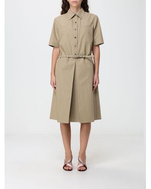 Fendi Robe Chemisier Midi En Coton Avec Ceinture Réglable - Neutre