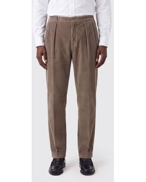 Briglia 1949 Slim Fit Pleated Corduroy Chino Trousers - Grey