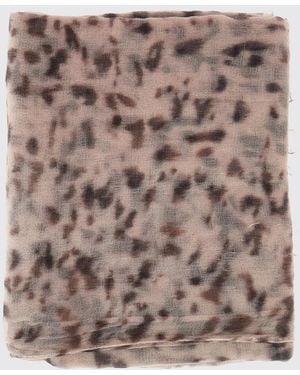 Brunello Cucinelli Rectangular Cashmere Scarf With Animalier Print - Brown