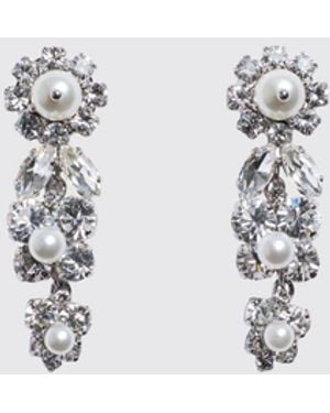Simone Rocha Pendientes Daisy De Latón Con Strass Engastados - Azul