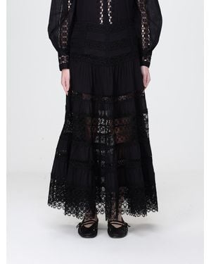 Charo Ruiz Cotton And Lace Skirt Ibiza - Black