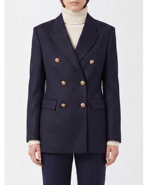 Golden Goose Double-Breasted Virgin Wool-Blend Blazer With Metal Buttons - Blue