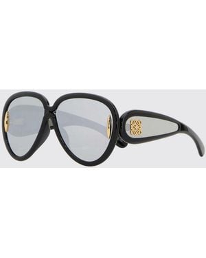Loewe Bicolor Acetate Aviator Sunglasses With Monogram - Gray