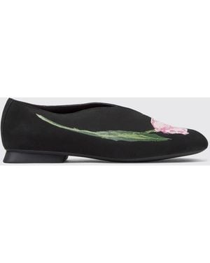 Camper Twins Floral Pattern Calf Leather Ballet Flats - White