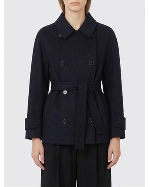 Max Mara Doppelreihiger Mantel Aus Schurwolle - Schwarz