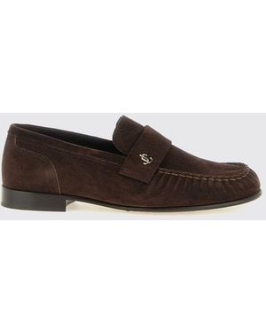 Jimmy Choo Ellis Suede Penny Loafers With Metallic Monogram Hardware - White