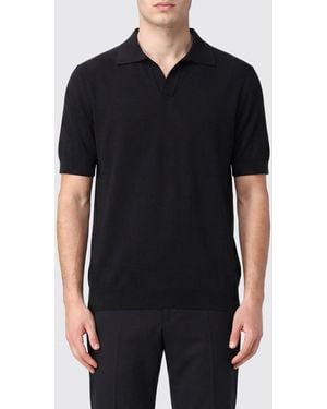 Lardini Short-Sleeved Cotton Polo Shirt With Classic Collar - Black
