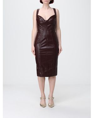 Elisabetta Franchi Smooth Faux Leather Midi Dress - Red