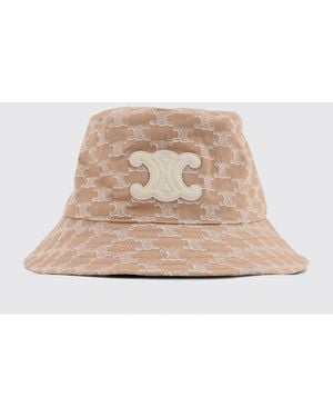 Celine Cotton Hat With Triomphe Logo All-Over - Natural