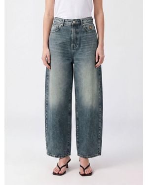 HTC Wide-Leg-Jeans Mit Mittlerer Taille Aus Baumwolldenim Mit 5 Taschen - Blau