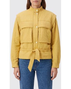 Isabel Marant Blandina Cotton-Blend Bomber Jacket With High Neck And Drawstring - Yellow