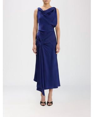 Victoria Beckham Asymmetric Satin Dress - Blue