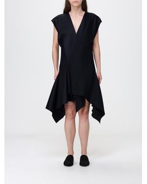 KHAITE Sleeveless Asymmetrical V-Neck Mini Dress - Blue