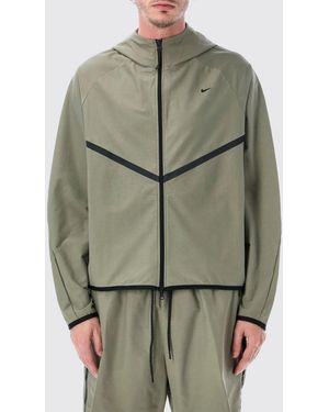 Nike Hooded Technical Fabric Windbreaker Jacket With Swoosh Logo - Green