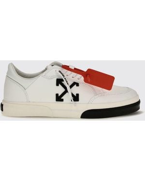 Off-White c/o Virgil Abloh Vulcanized Grained Calfskin Trainers With Arrow Logo - White