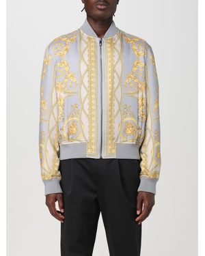 Versace Bomber With Iconic Baroque Motif - Gray