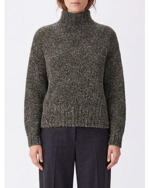 Agnona High-Neck Ribbed-Trim Sweater - Gray