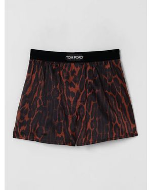 Tom Ford Leopard-Print Stretch Silk Boxer - Brown