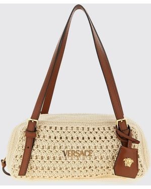 Versace Tag Crochet Cotton Bag - Natural