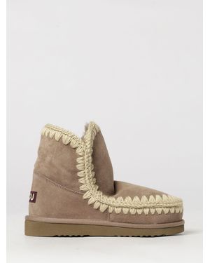 Mou Bottines Eskimo En Daim Avec Coutures Contrastées Et Doublure En Laine - Neutre