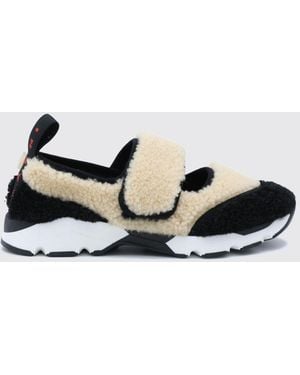 Marni Zapatillas Mary Jane De Shearling Bicolor Con Cierre De Velcro - Blanco