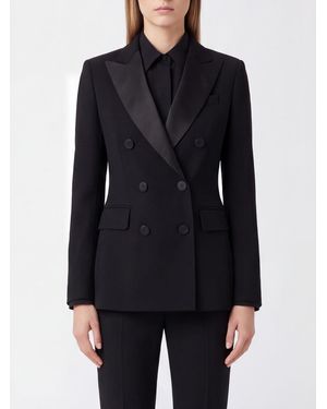 Alberto Biani Double-Breasted Ceremony Blazer With Peak Lapels - Blue