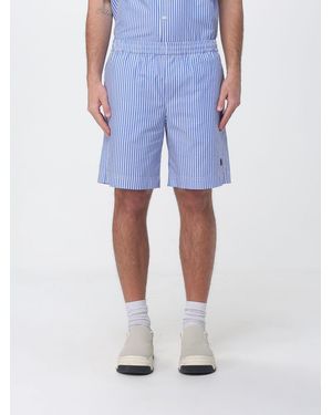 MSGM Gestreifte Baumwoll-Jogging-Shorts - Blau