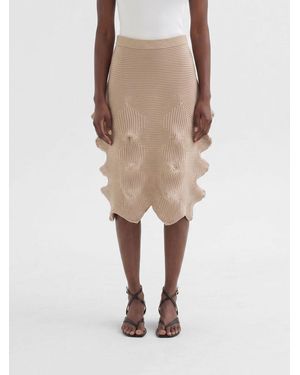 Issey Miyake Asymmetric Cotton Blend Skirt - Natural