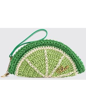 Chloé ChloÉ Tropicus Lime Slice Crochet Cotton Clutch With Handle - Green