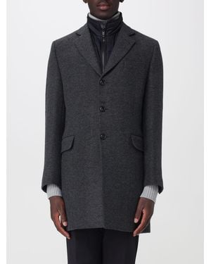 Fay Short Wool-Blend Coat With Quilted And Removable Inner Vest - Blue