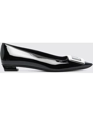 Roger Vivier Belle Vivier Patent Leather Ballet Flats With Square Toe - White