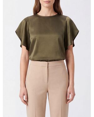 Victoria Beckham Bela Satin Crew Neck Top - Green