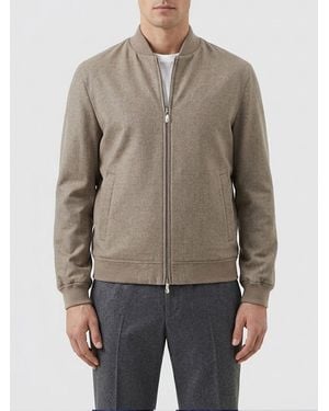 Brunello Cucinelli Pure Cashmere Bomber Jacket With Ribbed Collar - Gray